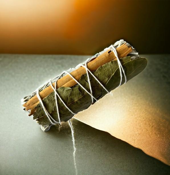 White sage with Cinnamon and Bay Leaf